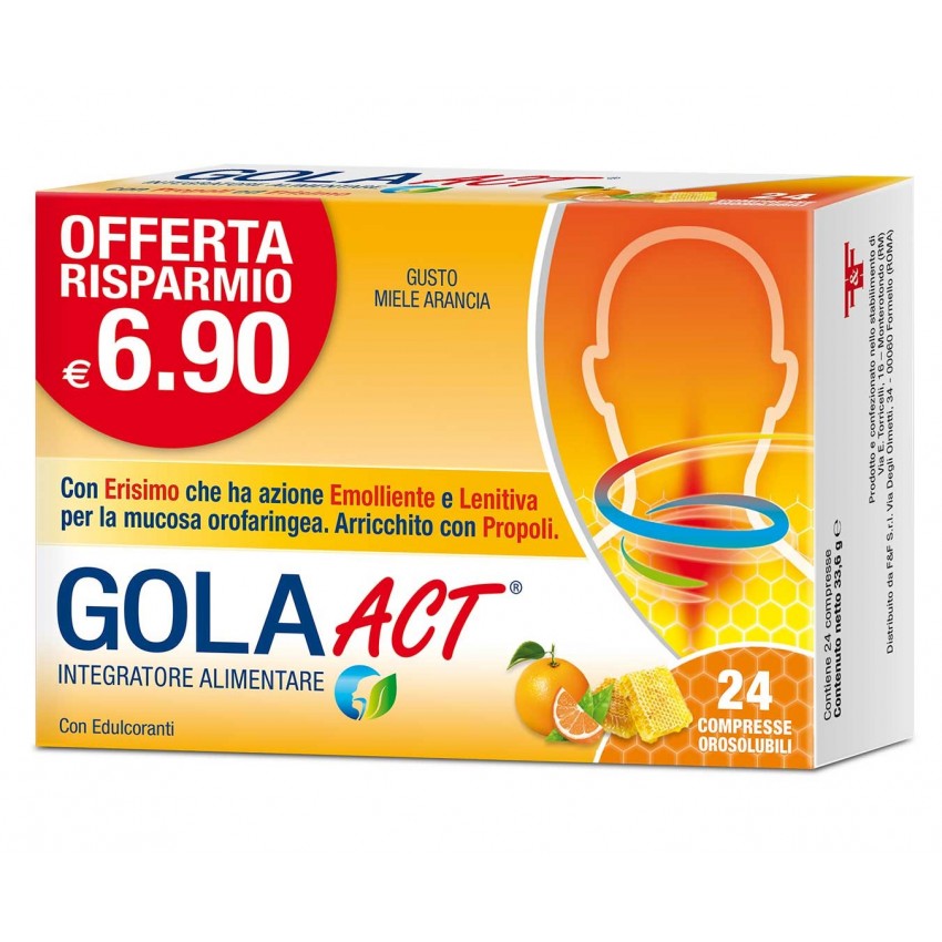 F&f Gola Act - Gusto Miele ed Arancia da 24  Compresse